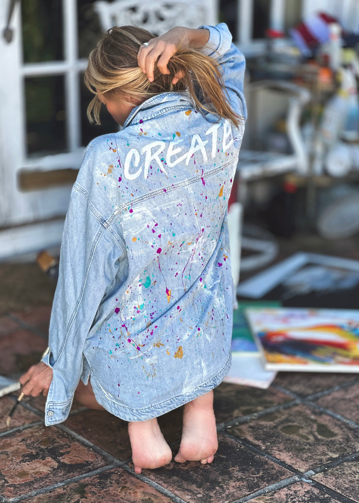 “CREATE” Hand-Painted Denim Jacket