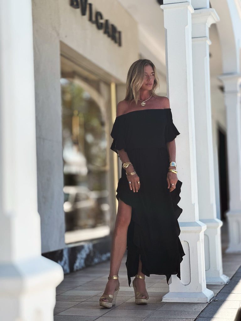 Lucy Long Dress Black (Double Chiffon)  Ramona LaRue