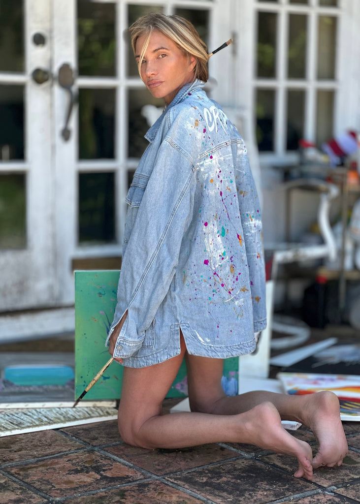 “CREATE” Hand-Painted Denim Jacket