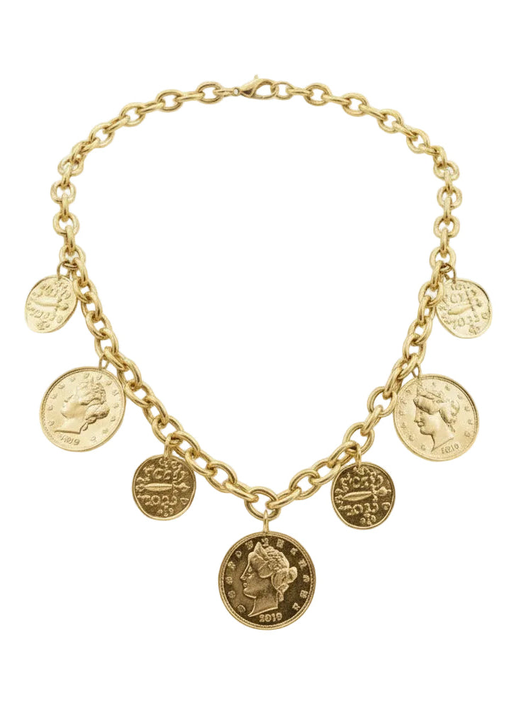 Boho Coin Charms Statement Necklace