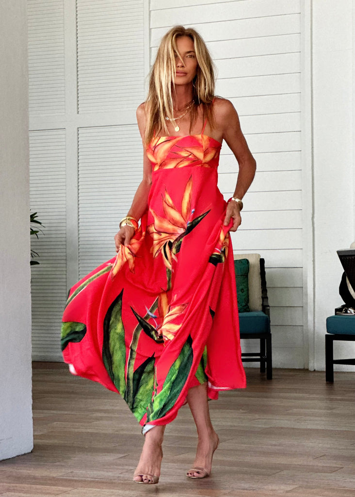 blood orange dress Spring 25 Collection Blood Orange U-Neck Chiffon Gown. Made-to-Order  #amirtaghi