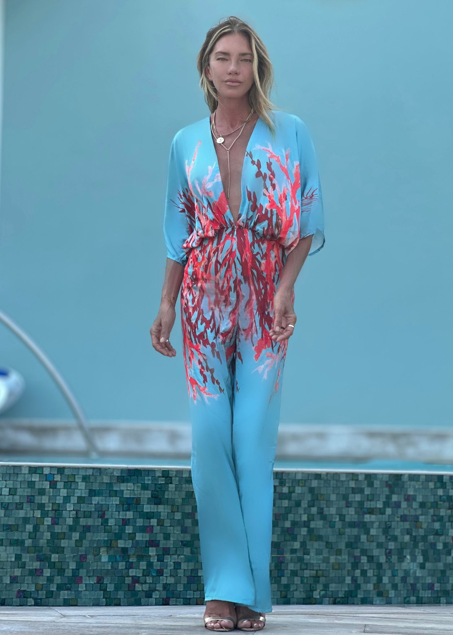 Coral Ruffle Jumpsuit