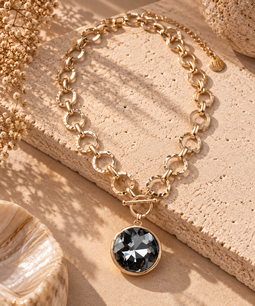 Noir Crystal Link Necklace
