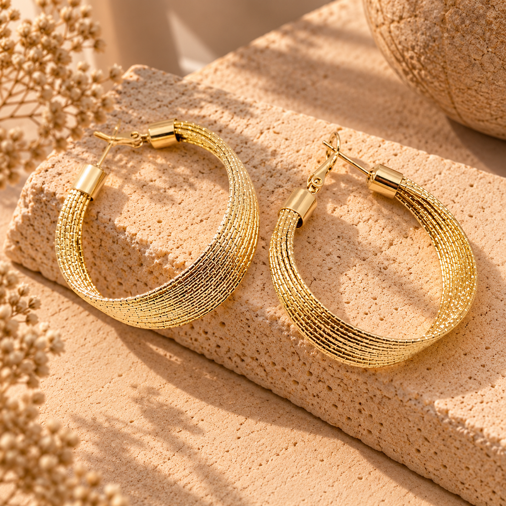 Celeste Textured Hoops