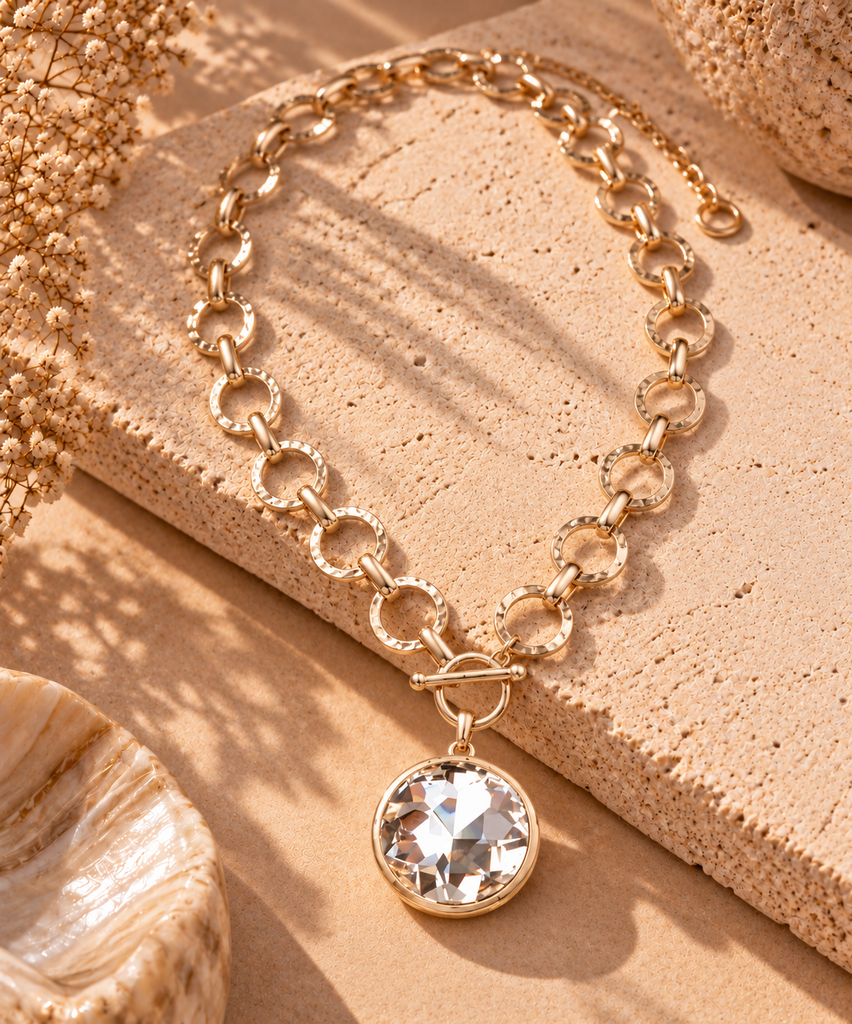 Noir Crystal Link Necklace