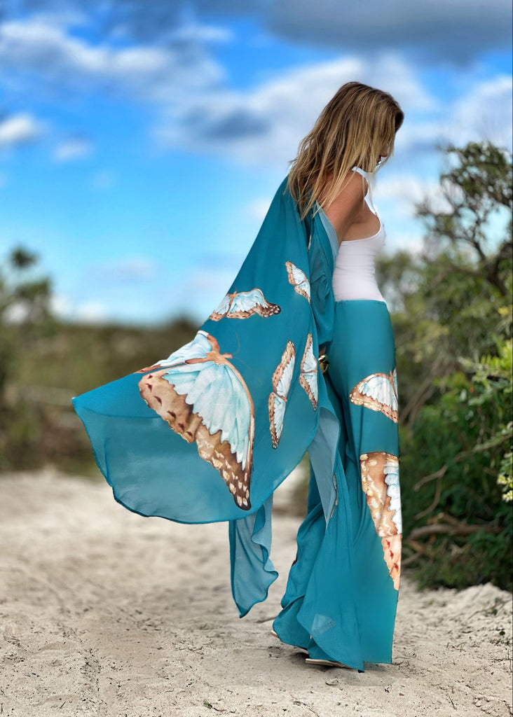 Mandy Pants Teal Butterfly