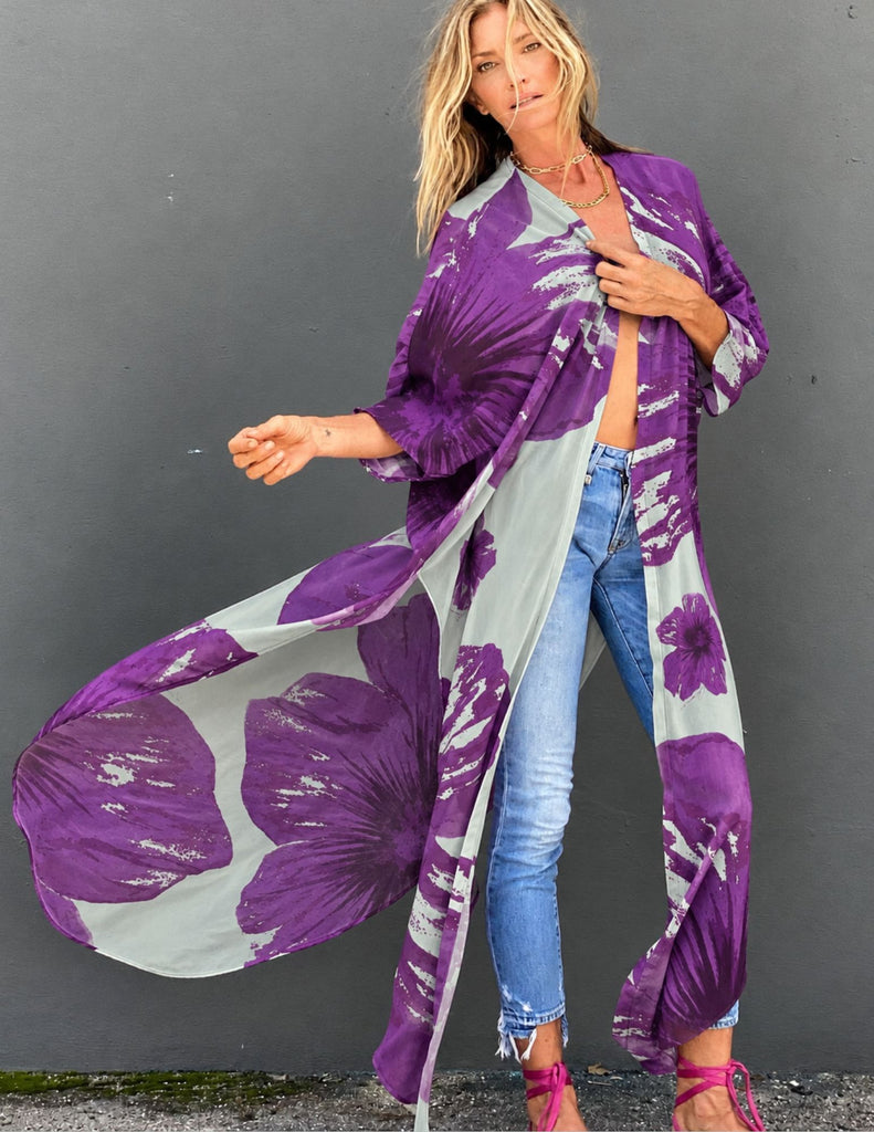 Erte Kaftan Mulberry Hibiscus