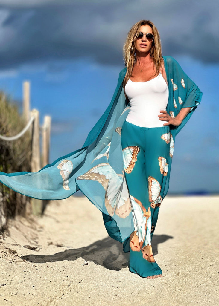 Mandy Pants Teal Butterfly