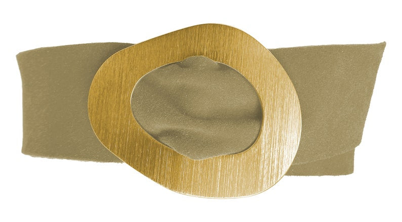 Sand Asymmetrical Gold Buckle Belt