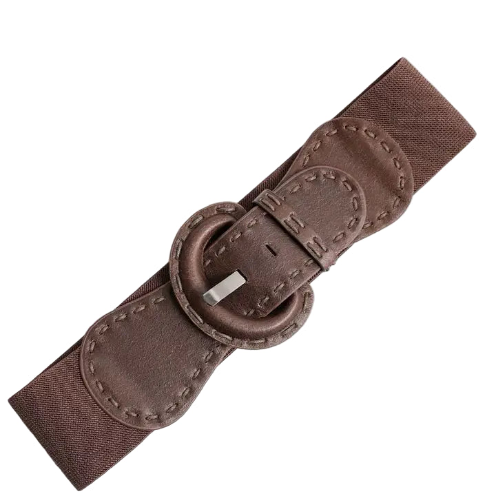 Western Distressed Elastic Belt Brown