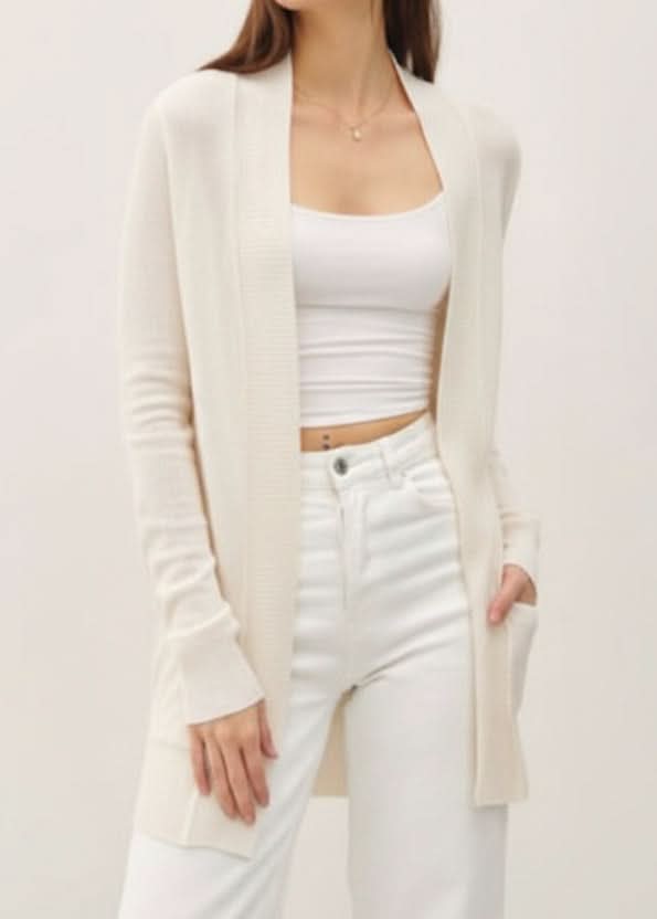 Poppy Open Front Cardigan Off White
