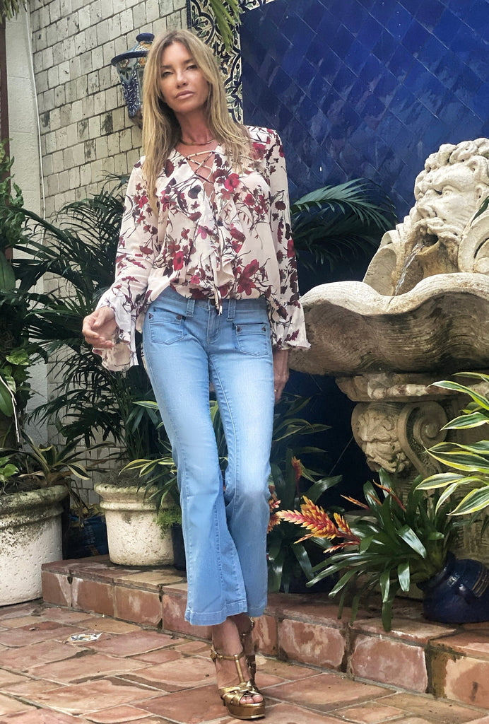 Mila Top Merlot Floral